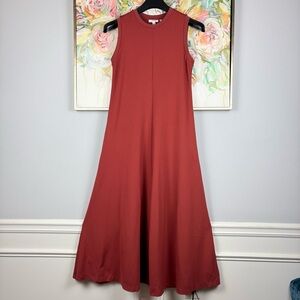 Chico’s Sleeveless Maxi Dress Rust Orange A-Line Stretch Size M